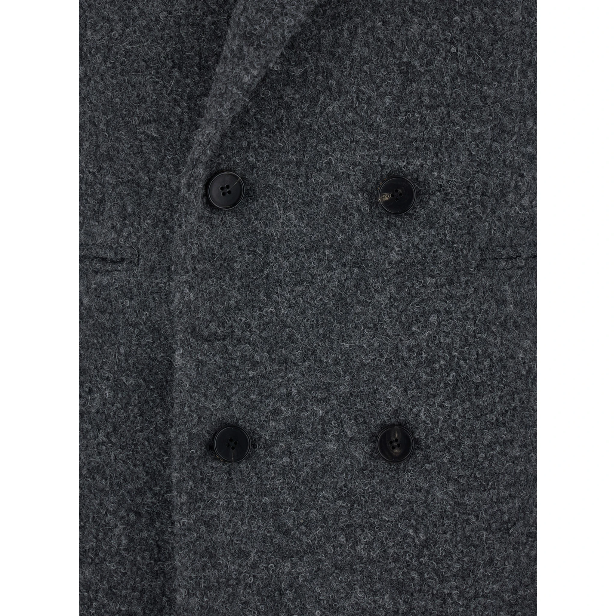 Grey Double-Breasted Coat with Classic Lapels in Wool Blend Man