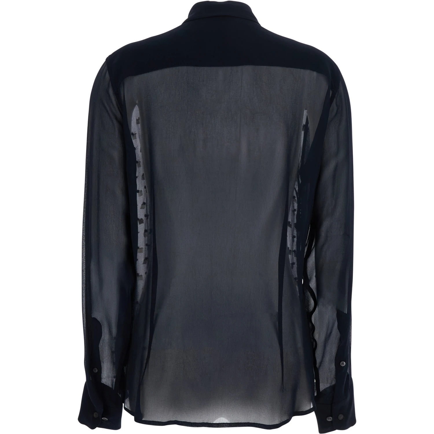 Blue Shirt with Pointed Collar and All-Over Crystal Application in Viscose Woman