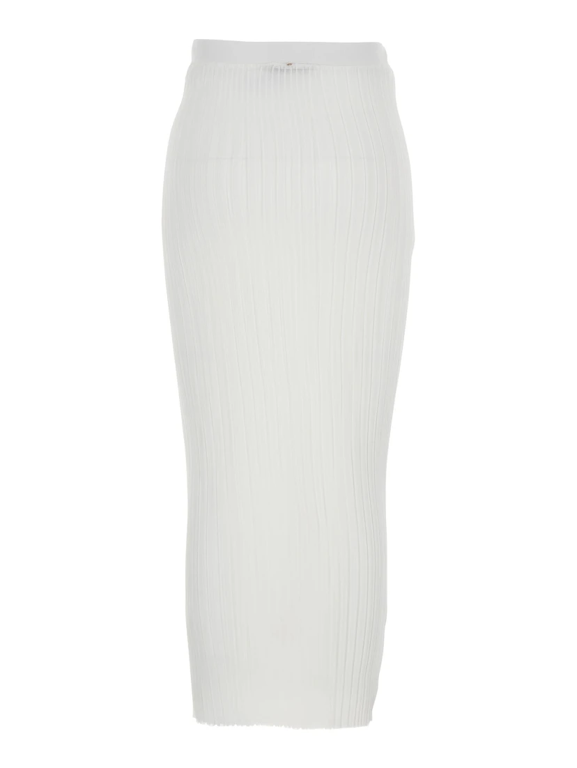 Album White Skirt with Elastic Waist in Tech Fabric Stretch Woman