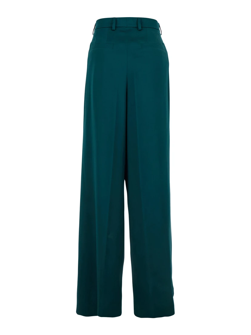 Blue Trousers with Belt Loops in Fabric Woman