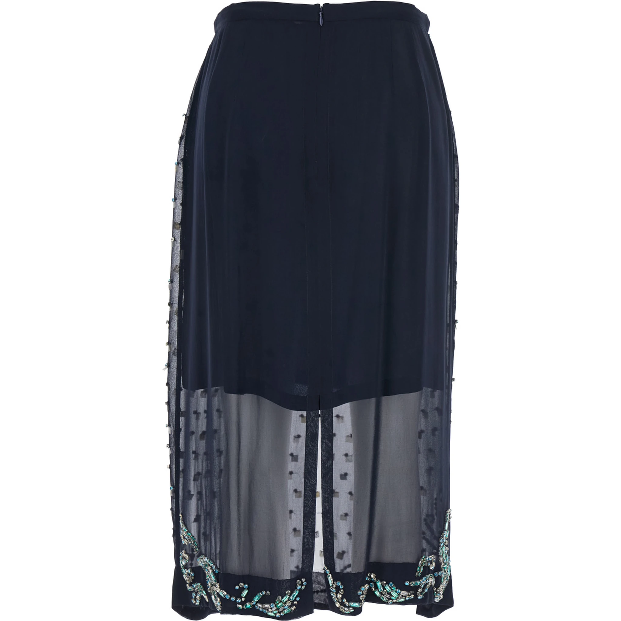 Sokna Blue Skirt with Rhinestone Embellishments on the Front and Rear Concealed Zip Closure in Viscose Woman