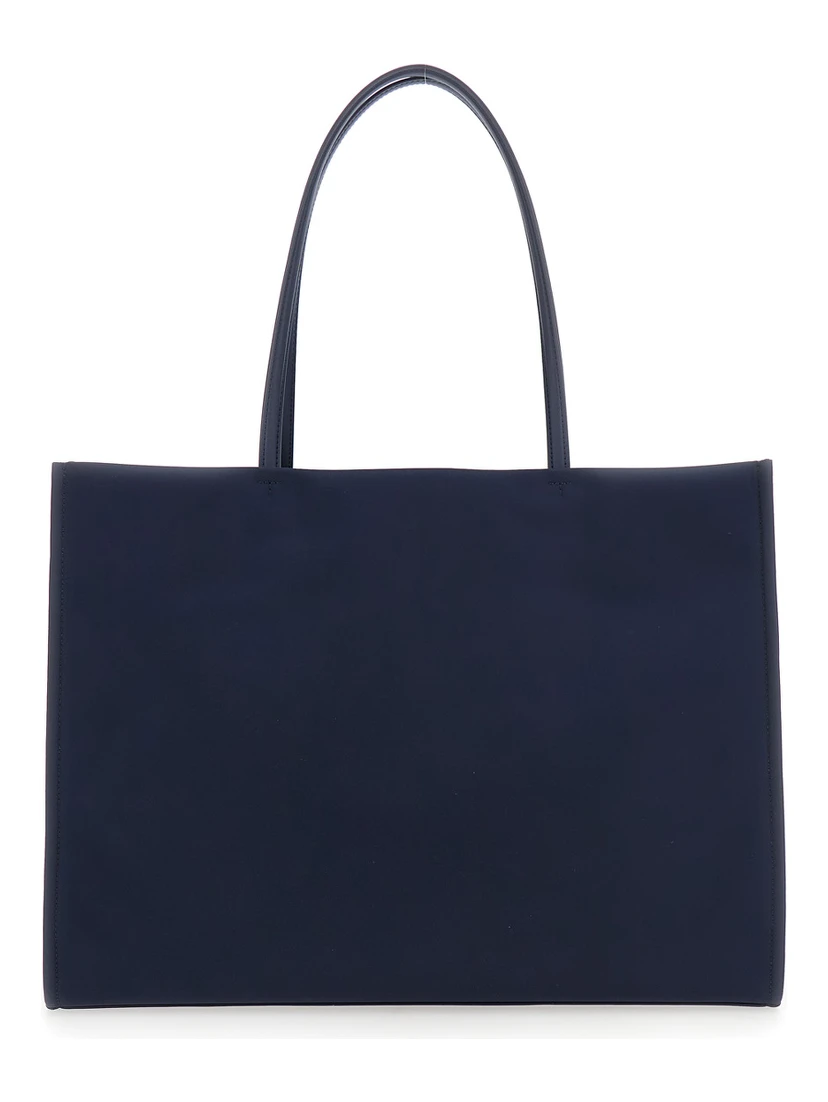 Ella Blue Large Tote Bag with Tonal Logo Detail in Tech Fabric Woman
