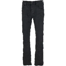Black Jeans with Flare Leg and Logo Patch on the Rear in Denim Man