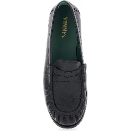 Ogee Black Loafers with Almond Toe in Grained Leather Man