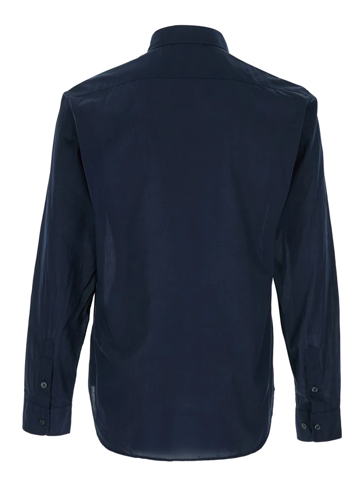 Blue Shirt with Classic Collar and Logo Lettering on the Front in Cotton Man alternative