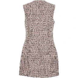 Pink Crewneck Sleeveless Mini Dress with Crystal Embellishments in Tech Fabric Woman