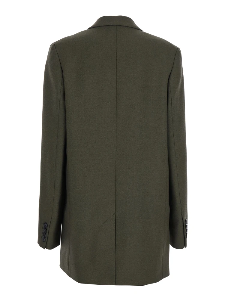Green Double-Breasted Jacket with Peak Revers in Wool Blend Woman alternative