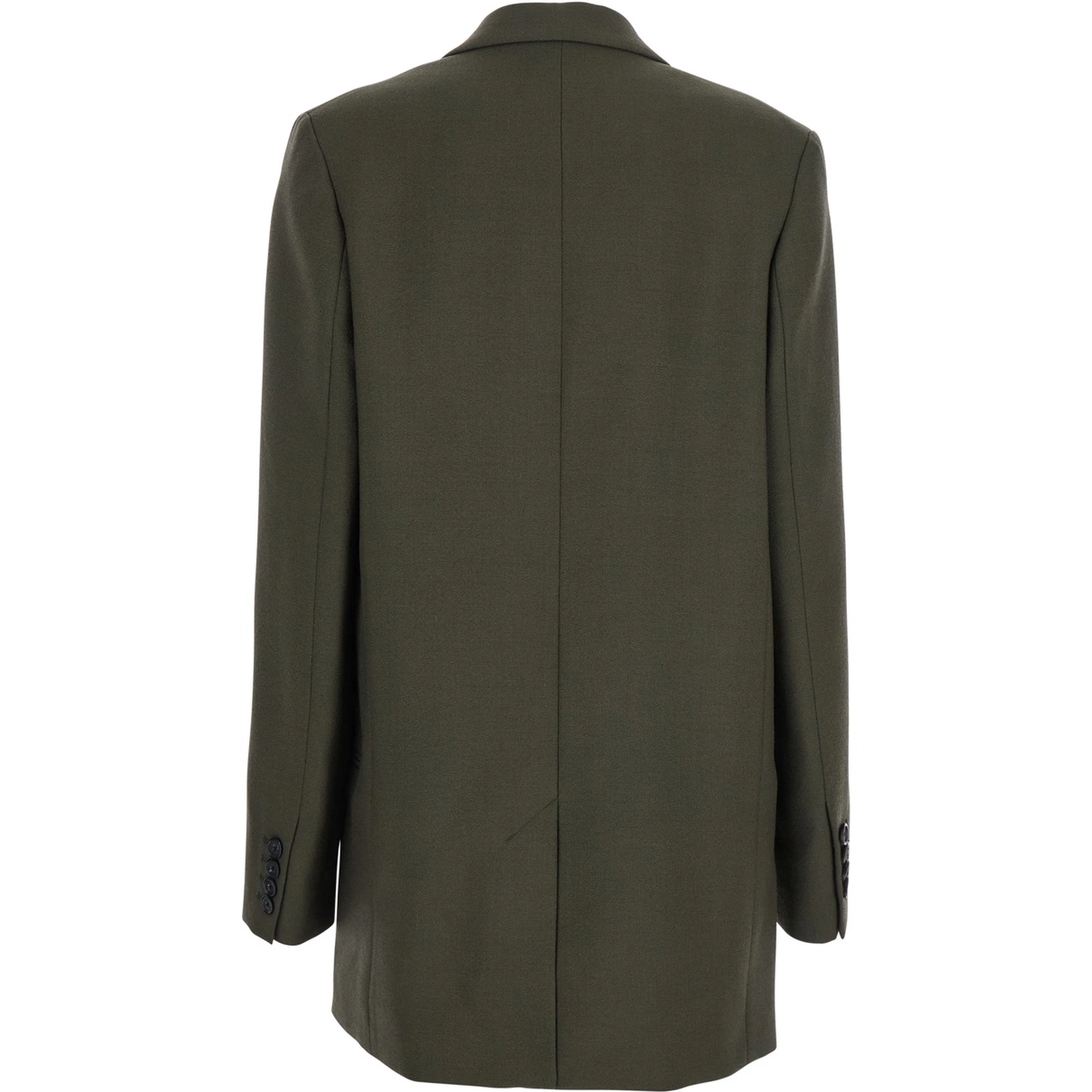 Green Double-Breasted Jacket with Peak Revers in Wool Blend Woman