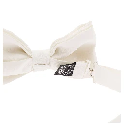 Ivory White Pre-Tied Bow Tie with Hook Fastening in Satin Man