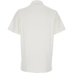 White Polo Shirt with All-Over Tone-on-Tone FF Logo in Cotton Man
