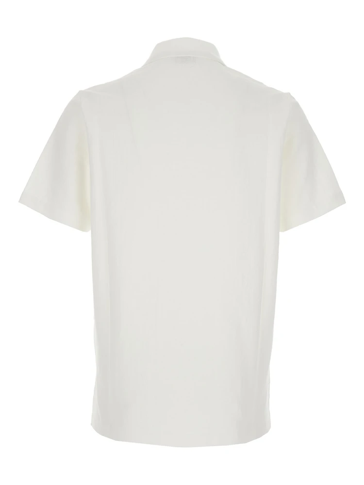 White Polo Shirt with All-Over Tone-on-Tone FF Logo in Cotton Man alternative