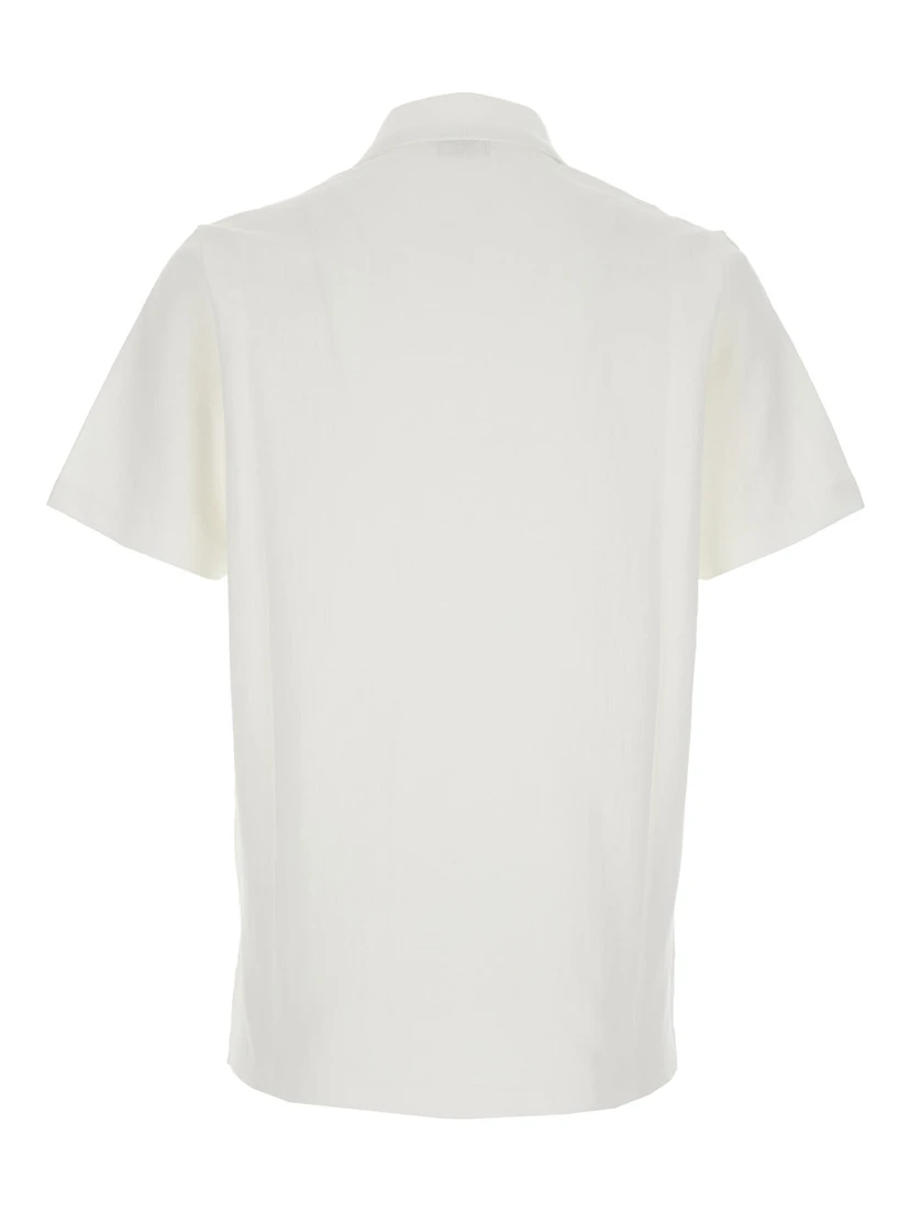 White Polo Shirt with All-Over Tone-on-Tone FF Logo in Cotton Man