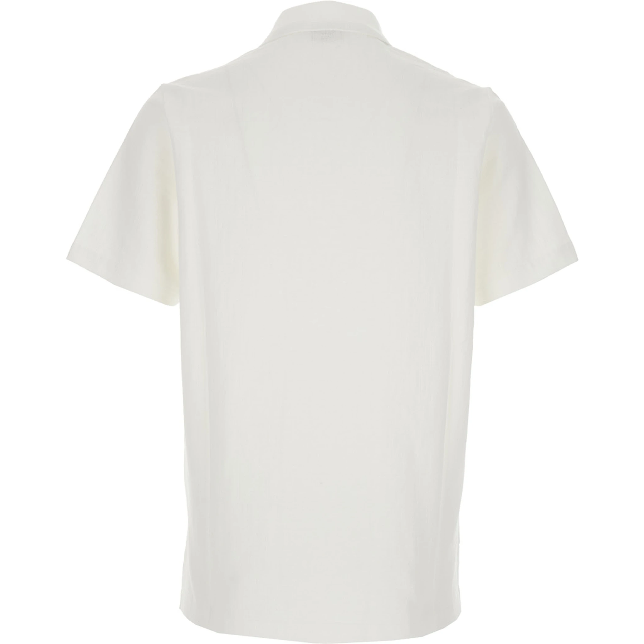 White Polo Shirt with All-Over Tone-on-Tone FF Logo in Cotton Man