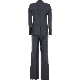 Grey Double-Breasted Suit with Peak Revers in Wool Blend Woman