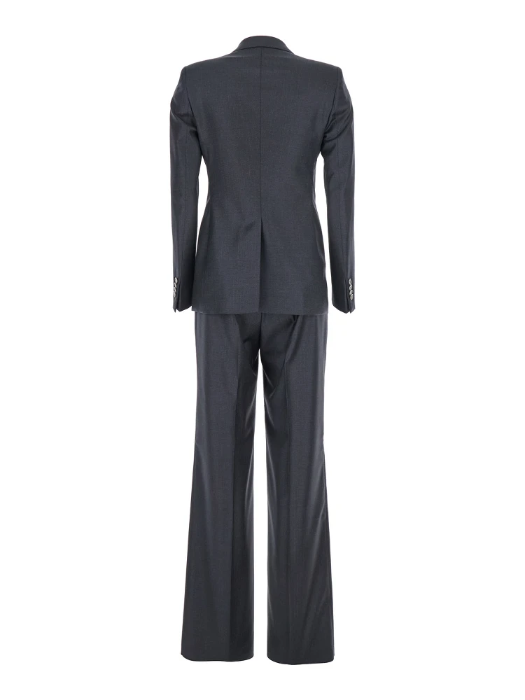 Grey Double-Breasted Suit with Peak Revers in Wool Blend Woman alternative