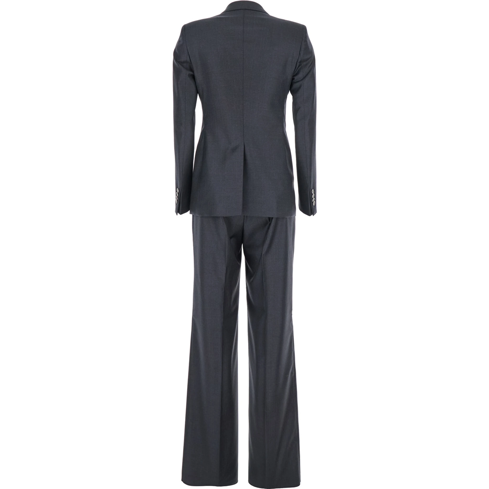 Grey Double-Breasted Suit with Peak Revers in Wool Blend Woman