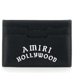 Black Card Holder with Logo Lettering on the Front and Embossed Logo on the Rear in Leather Man
