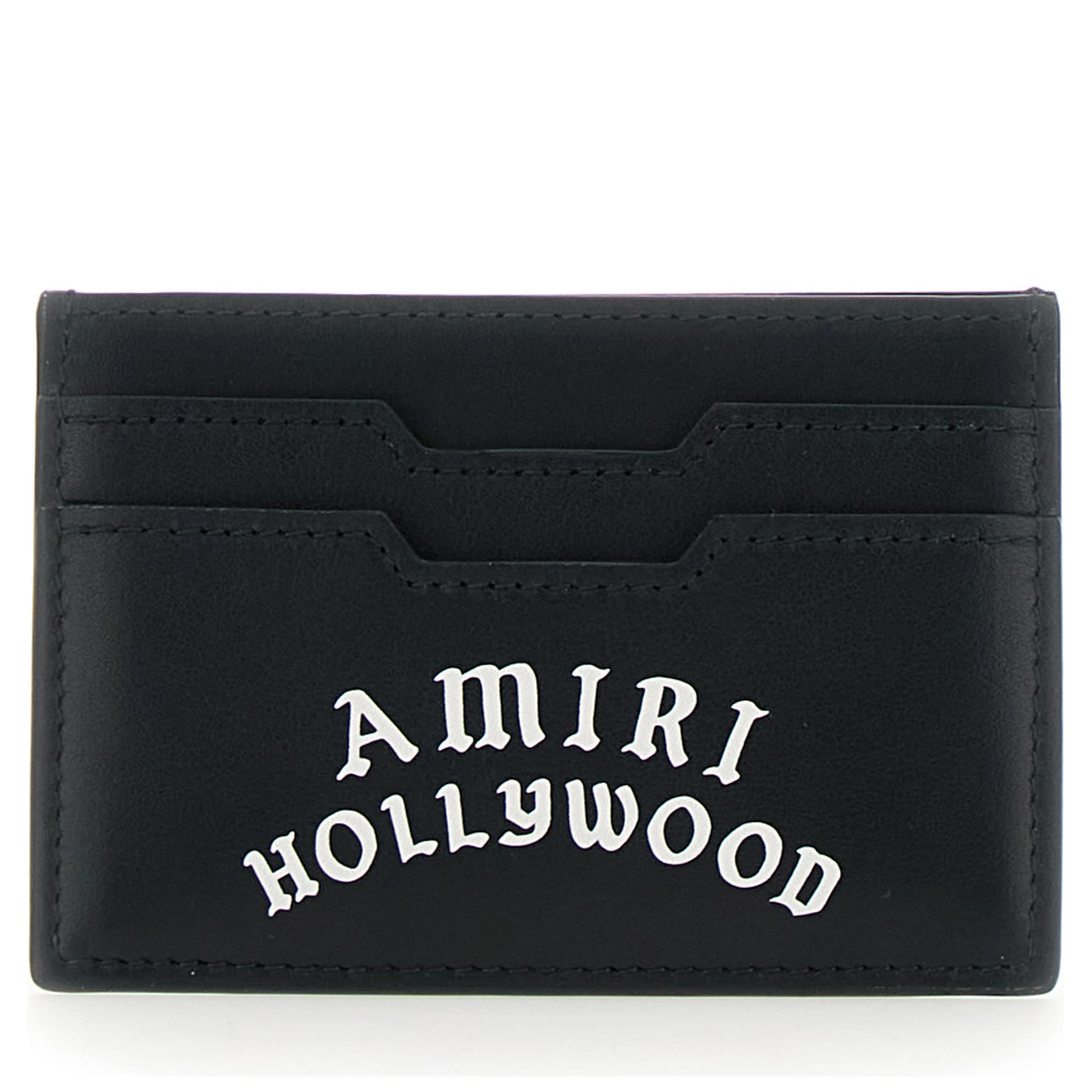 Black Card Holder with Logo Lettering on the Front and Embossed Logo on the Rear in Leather Man