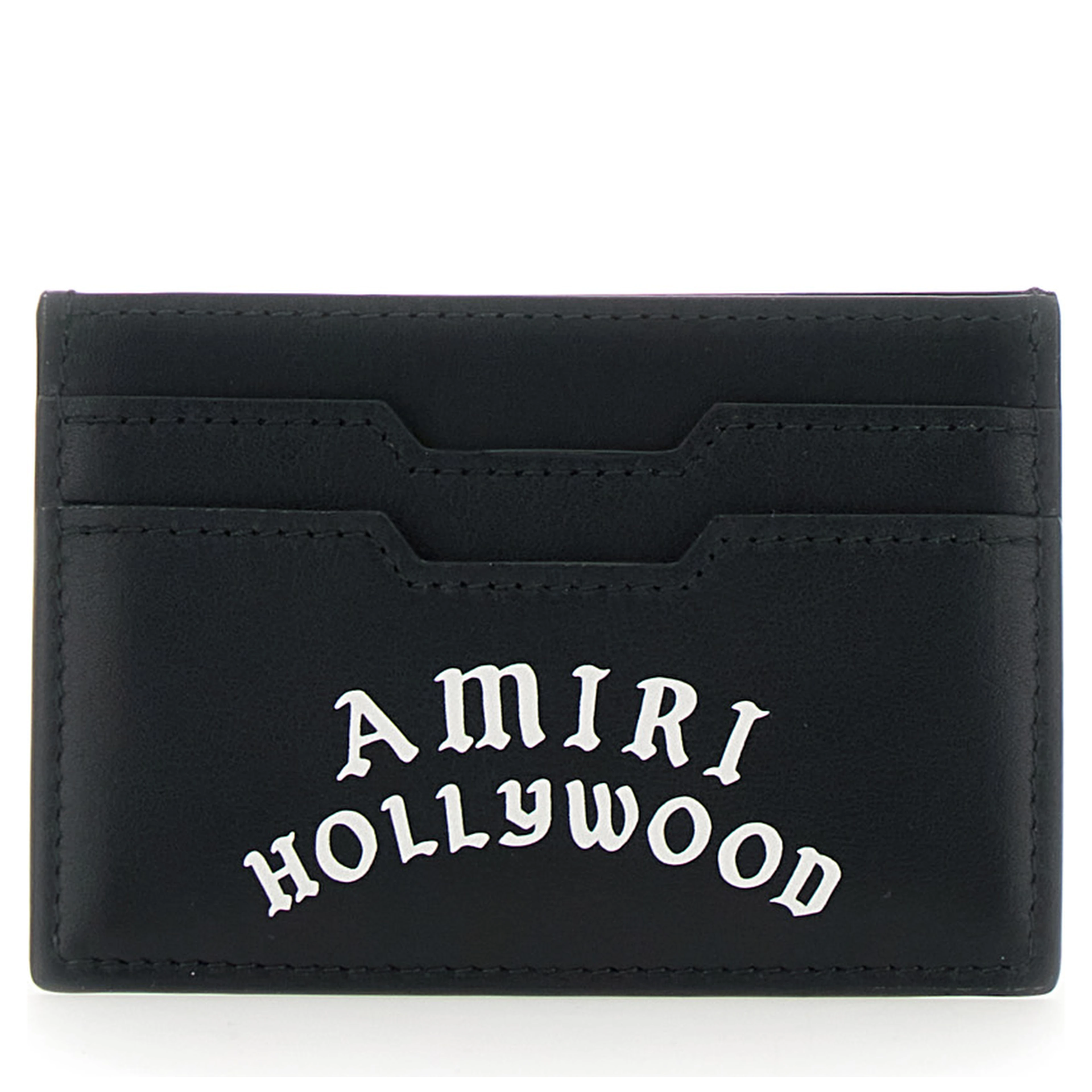 Black Card Holder with Logo Lettering on the Front and Embossed Logo on the Rear in Leather Man