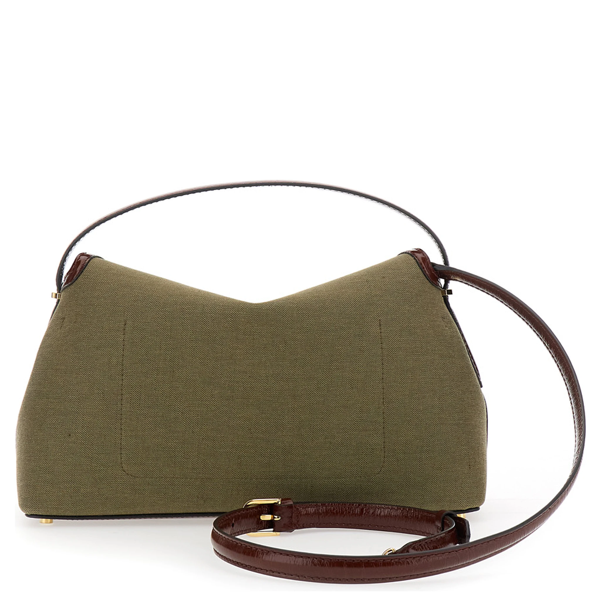 T-Lock Green Corssbody Bag with Shoulder Strap and T-Closure in Fabric Woman