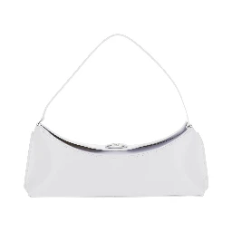 Le Calisso White Shoulder Bag with Engraved Snap Button in Leather Woman