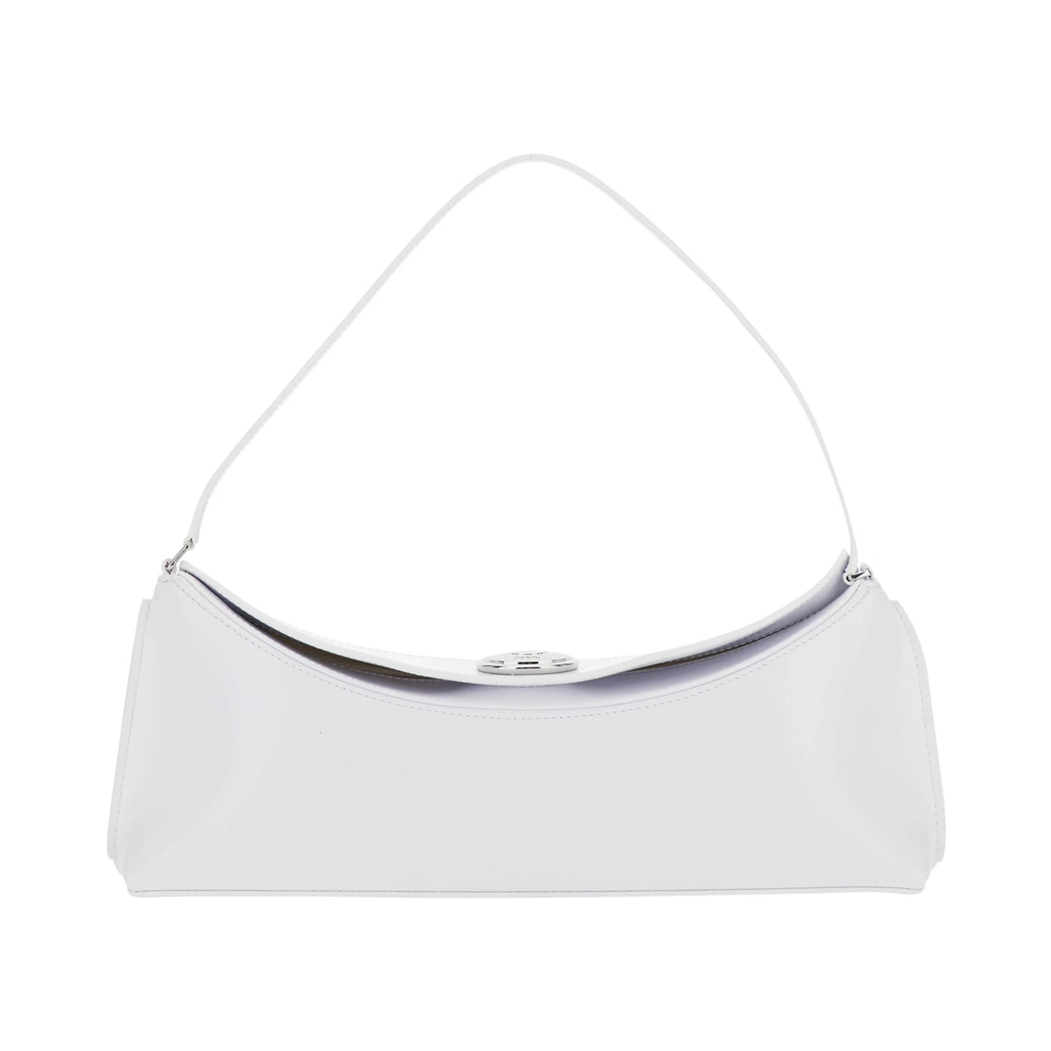 Le Calisso White Shoulder Bag with Engraved Snap Button in Leather Woman