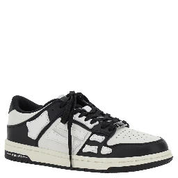 Skel Top Low Black and White Sneakers with Logo Patch on theTongue and Contrasting Details on the Side in Leather Woman