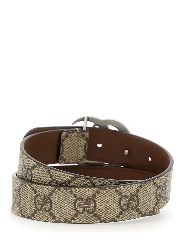 GG Marmont Beige Belt with All-Over GG Supreme Motif in Fabric Boy alternative