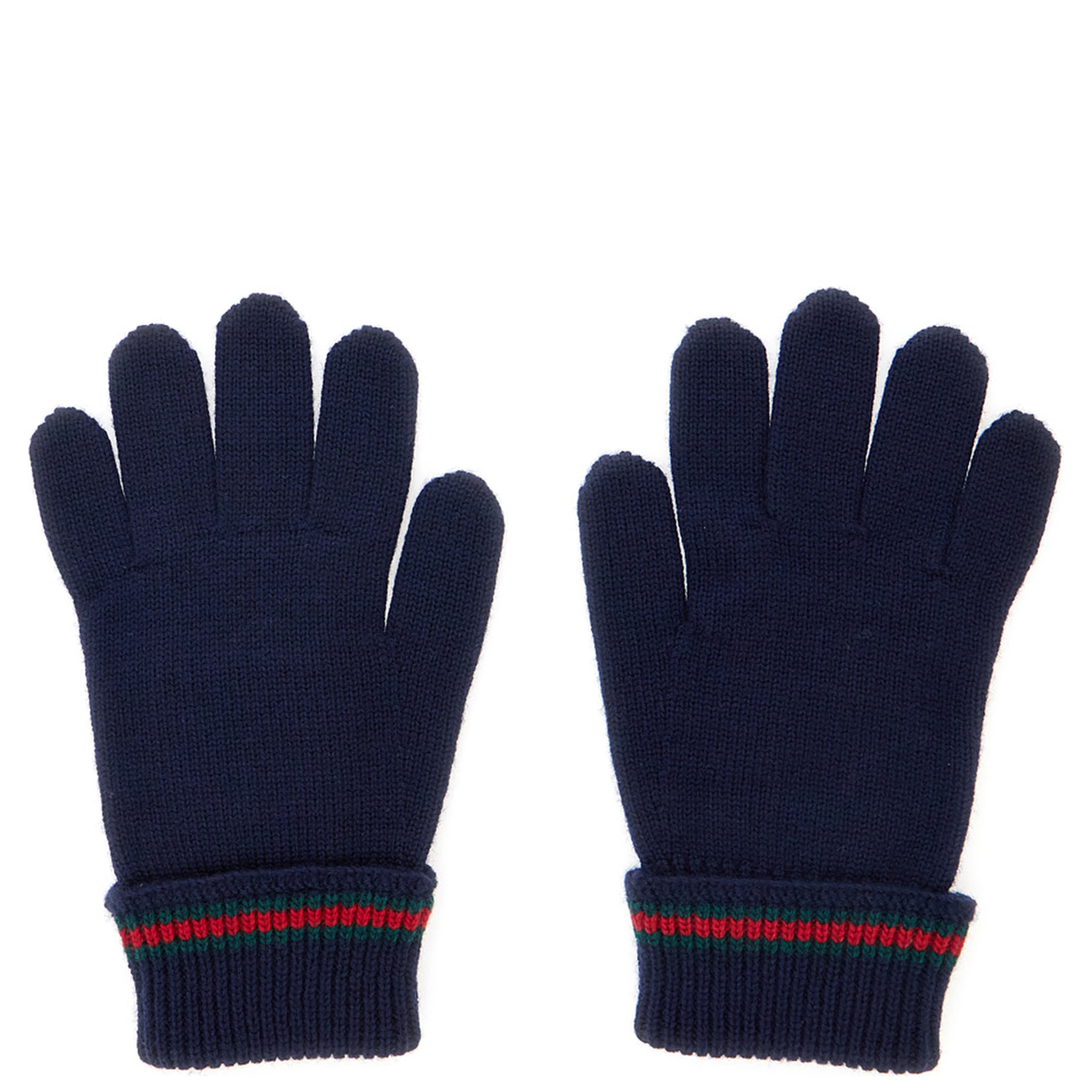 Blue Gloves with Tricot Knitting and Web Detail in Wool Boy