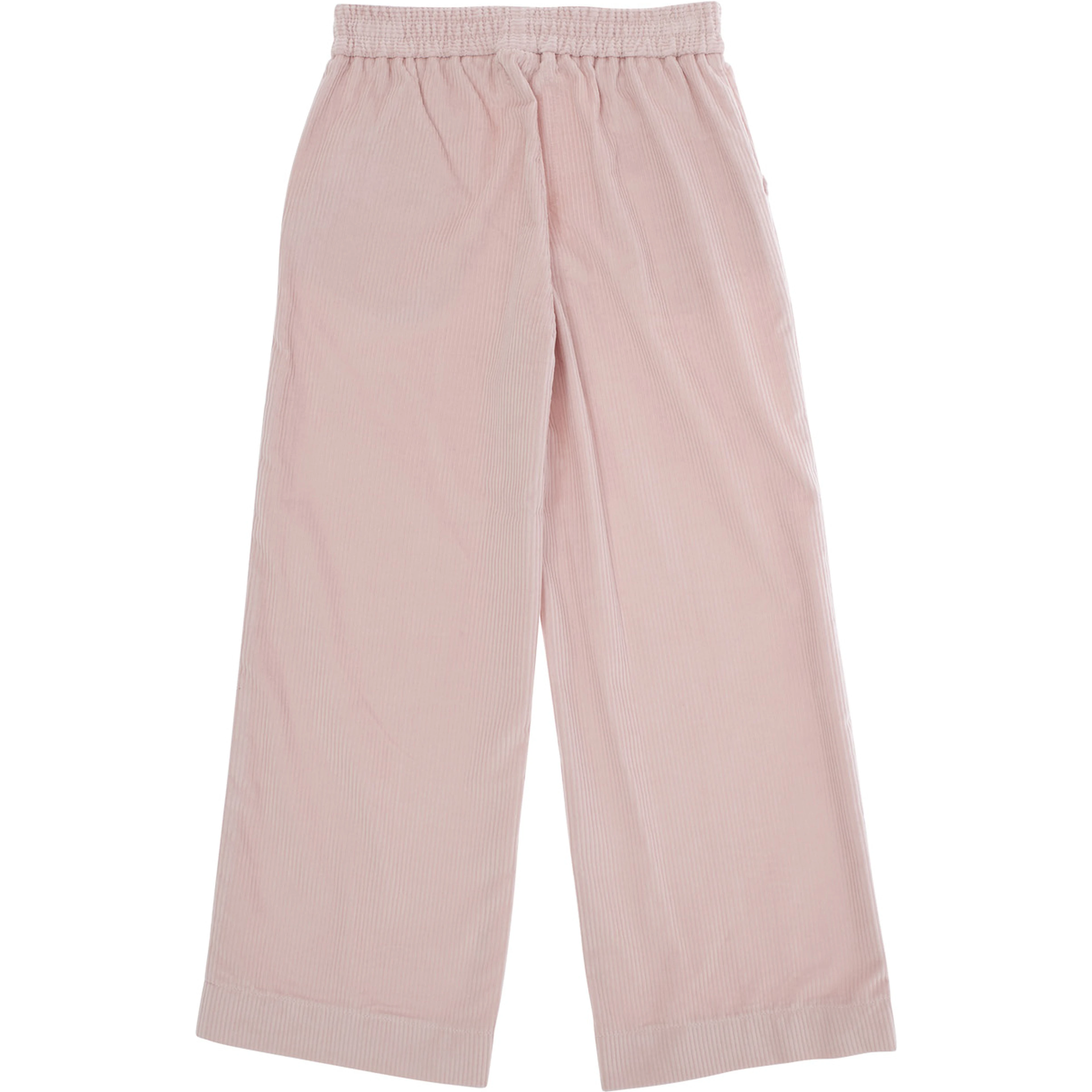 Pink Pants with Rear Elastic Waist and Logo Patch on the Front in Corduroy Girl