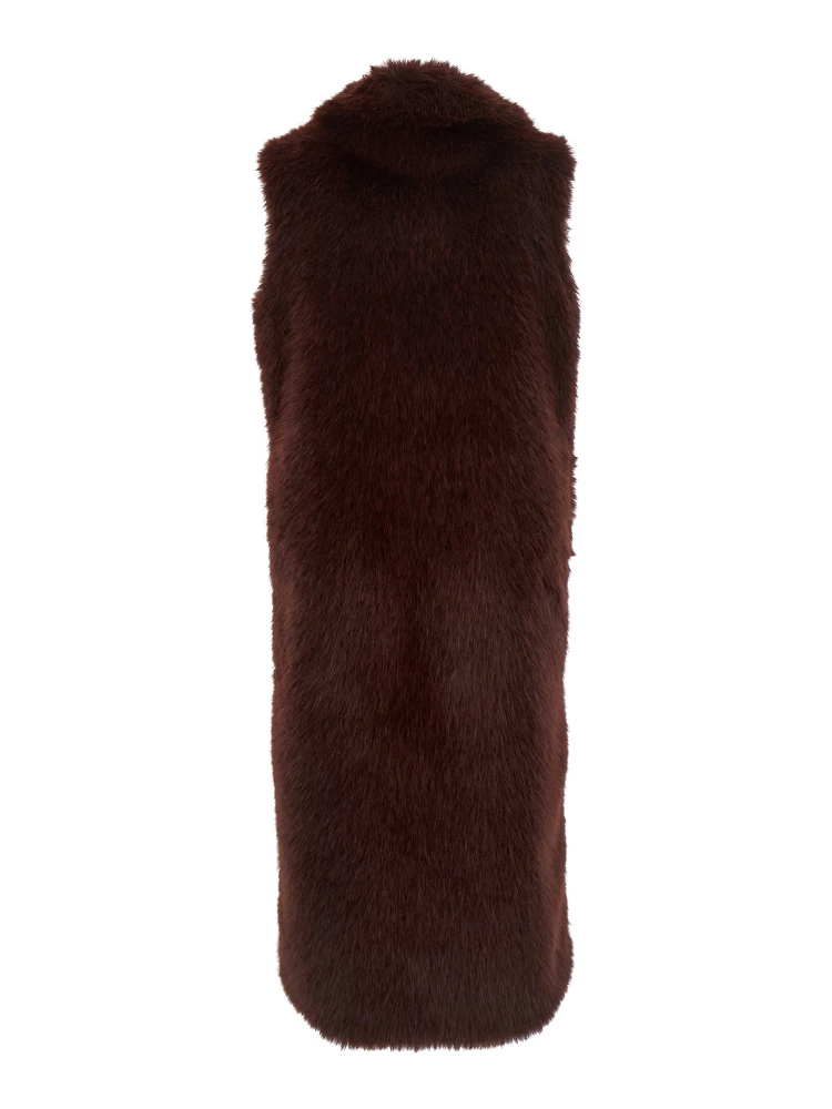 Bordeaux Sleeveless Coat with Hidden Front Fastening in Faux Fur Woman alternative