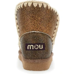 Eskimo Brown Ankle Boots with Crochet Details and Logo Patch on the Rear in Suede Woman