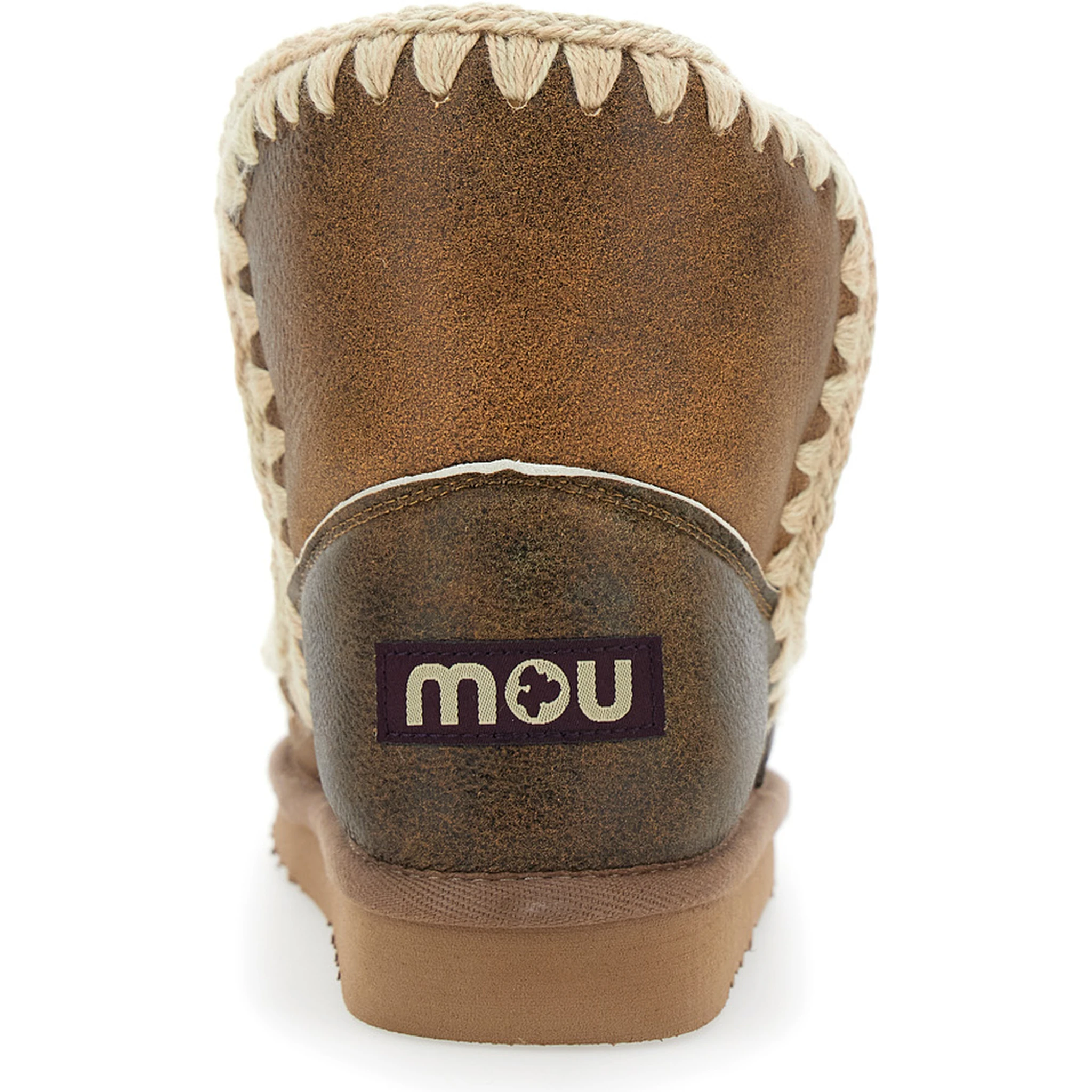 Eskimo Brown Ankle Boots with Crochet Details and Logo Patch on the Rear in Suede Woman