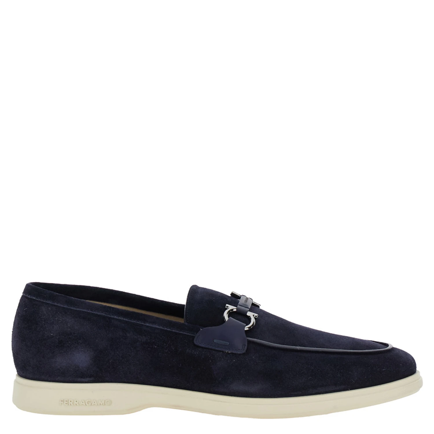 Cosimo Blue Loafers with Metallic Hooks on the Front in Suede Man