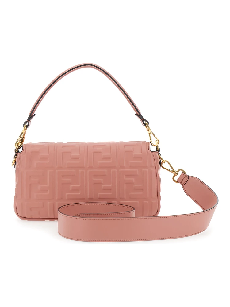 Baguette Pink Shoulder Bag with Removable Shoulder Strap in FF Canvas Woman alternative