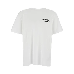White Crewneck T-Shirt with Logo Lettering on the Front in Cotton Man