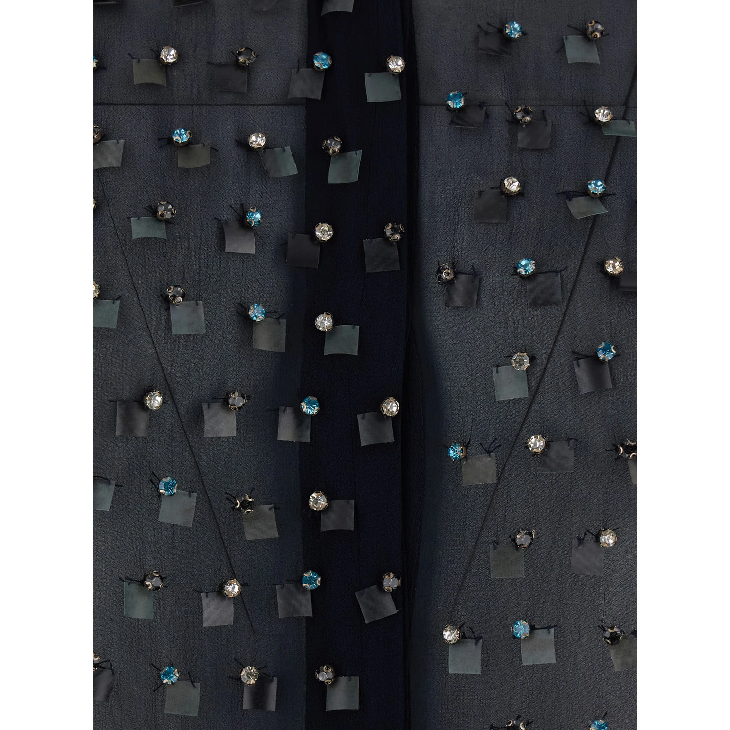 Blue Shirt with Pointed Collar and All-Over Crystal Application in Viscose Woman
