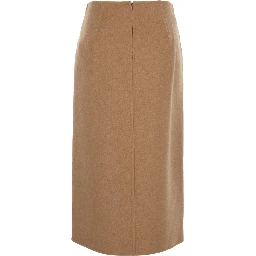 Curzio Beige Skirt with Front Straps and Rear Zip Closure in Wool Woman