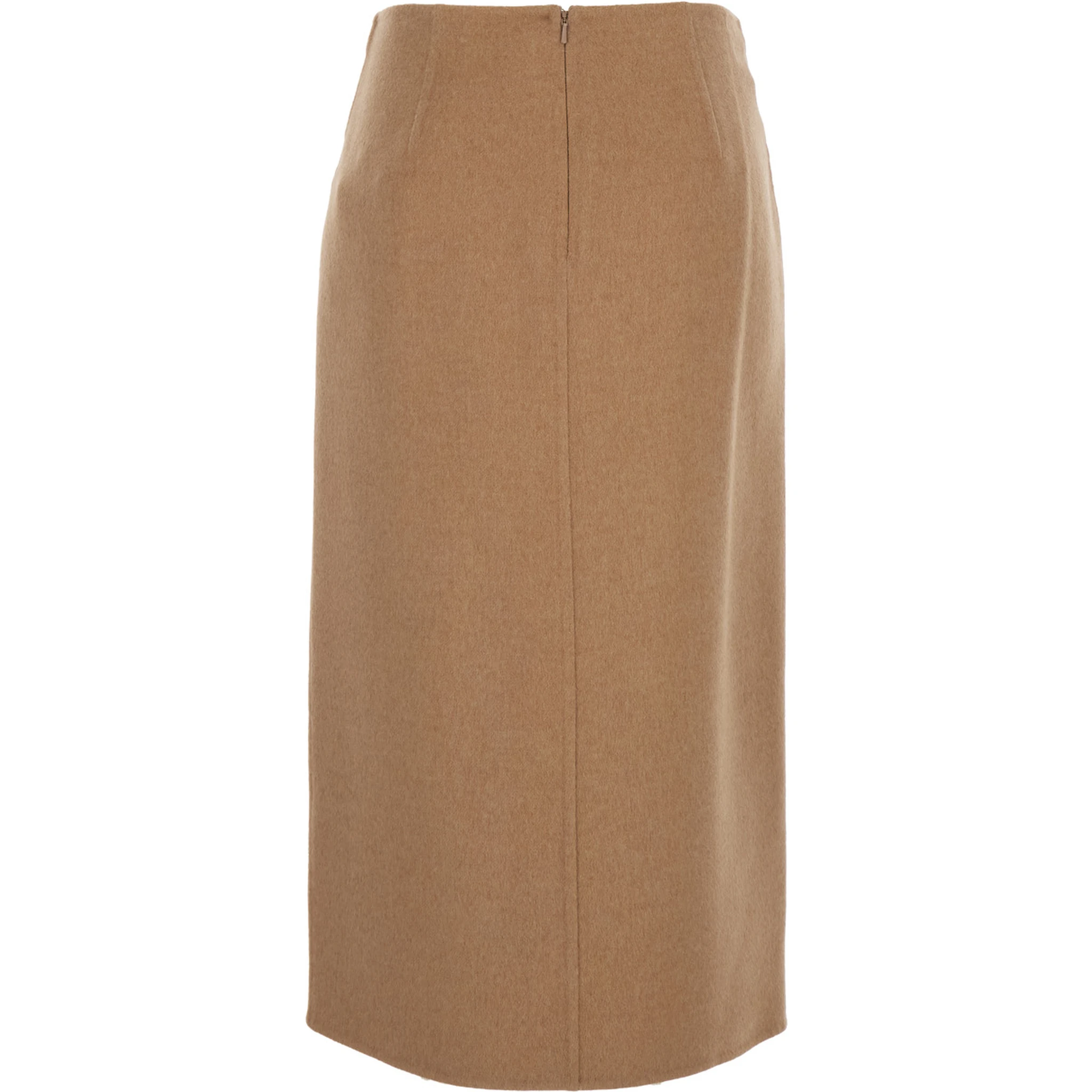 Curzio Beige Skirt with Front Straps and Rear Zip Closure in Wool Woman