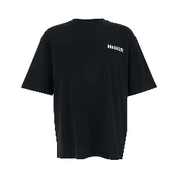 Black T-Shirt with Logo on the Front in Cotton Man