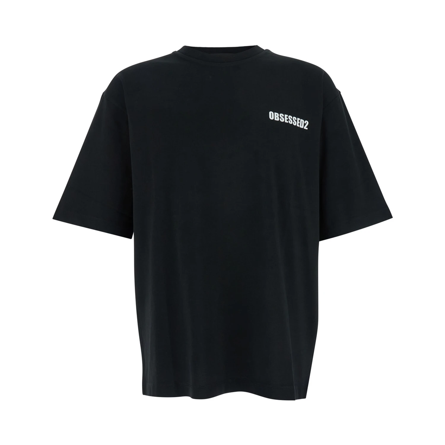 Black T-Shirt with Logo on the Front in Cotton Man