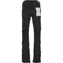 Black Jeans with Flare Leg and Logo Patch on the Rear in Denim Man