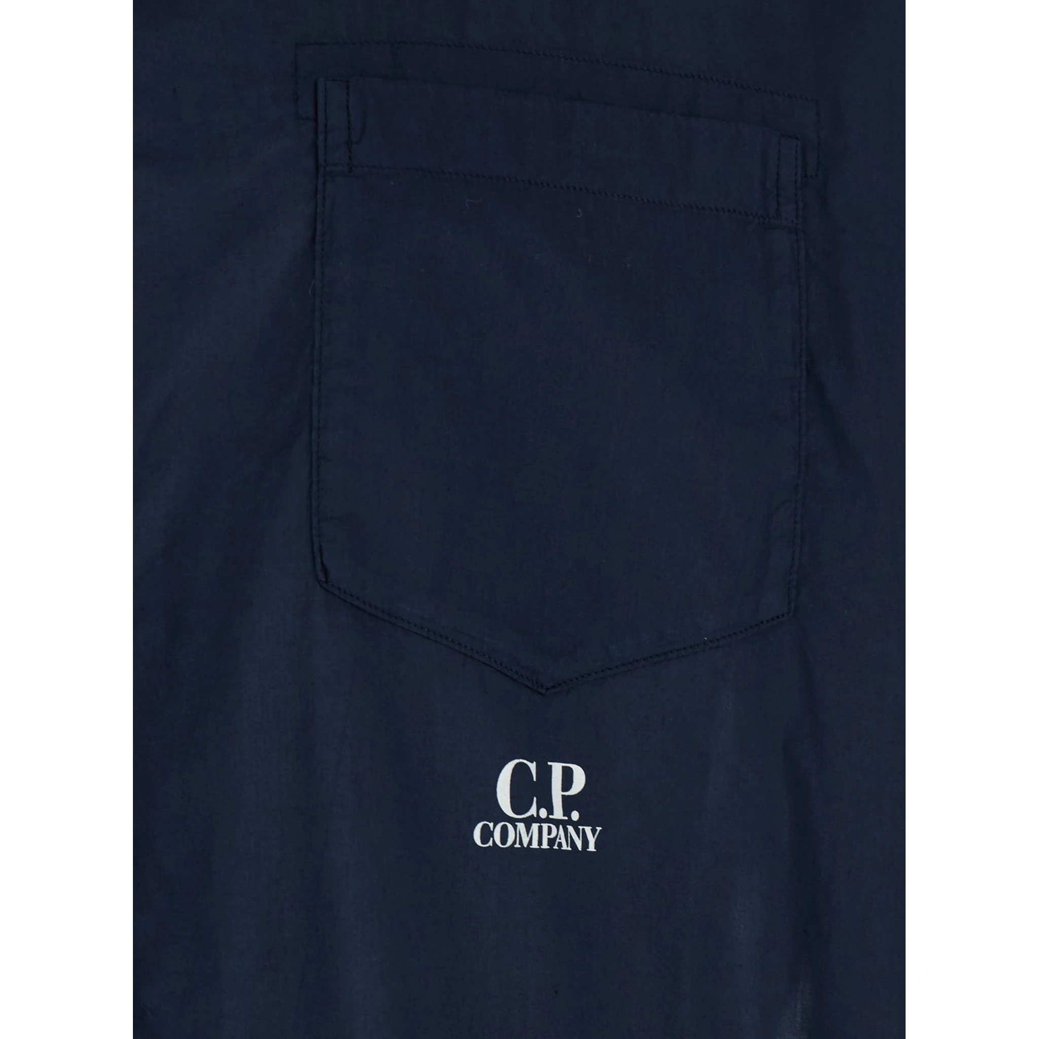 Blue Shirt with Classic Collar and Logo Lettering on the Front in Cotton Man