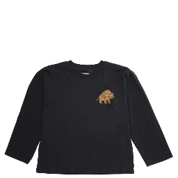 Black Crewneck T-Shirt with Logo Print on the Front in Cotton Boy