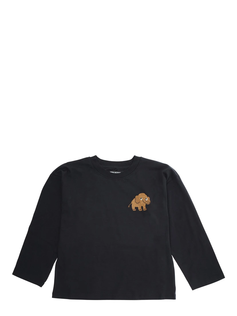 Black Crewneck T-Shirt with Logo Print on the Front in Cotton Boy
