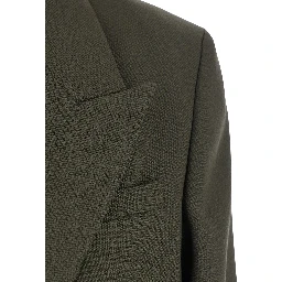 Green Double-Breasted Jacket with Peak Revers in Wool Blend Woman