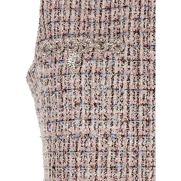 Pink Crewneck Sleeveless Mini Dress with Crystal Embellishments in Tech Fabric Woman