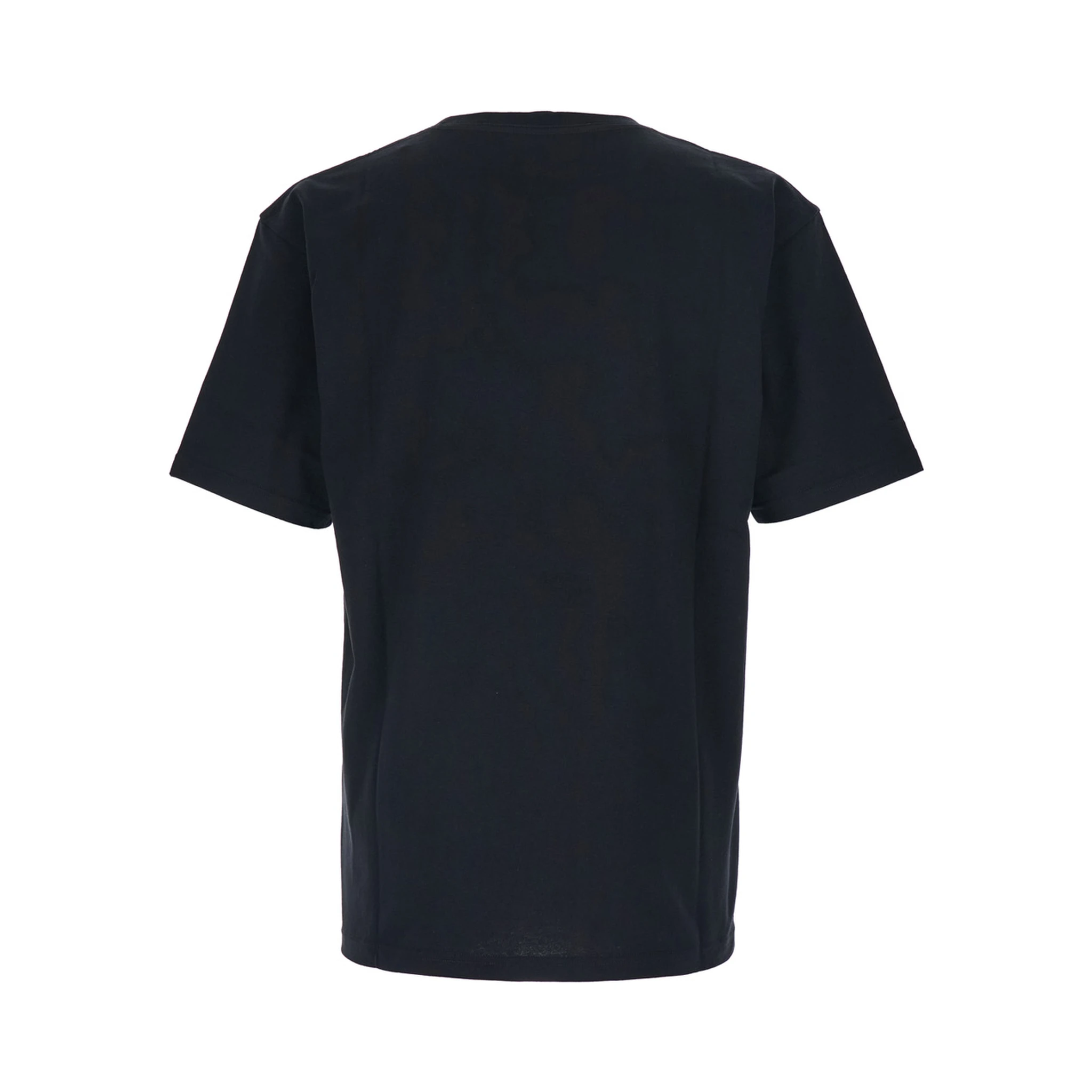 Black Crewneck T-Shirt with Print on the Front in Cotton Man
