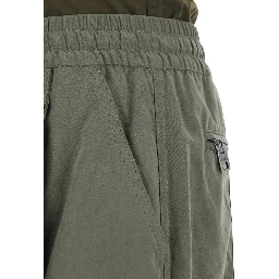 Green Cargo Pants with Elasticated Double Waist in Cotton Blend Woman