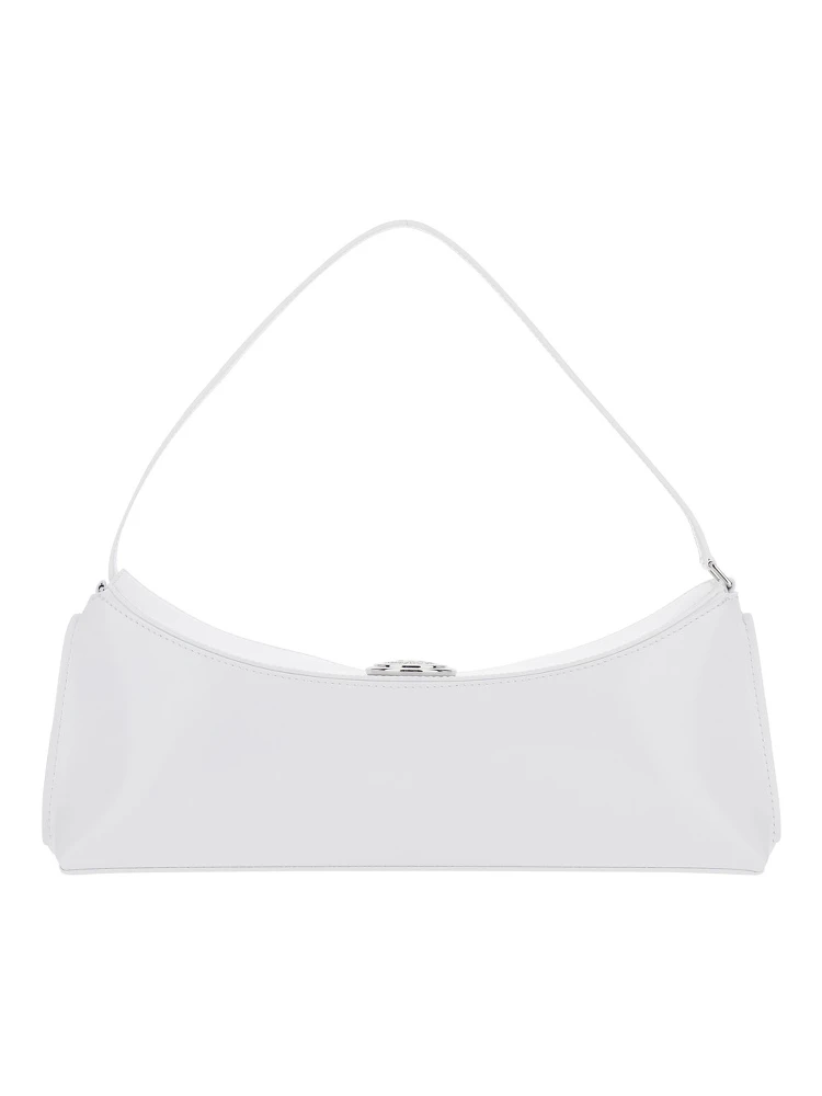 Le Calisso White Shoulder Bag with Engraved Snap Button in Leather Woman alternative